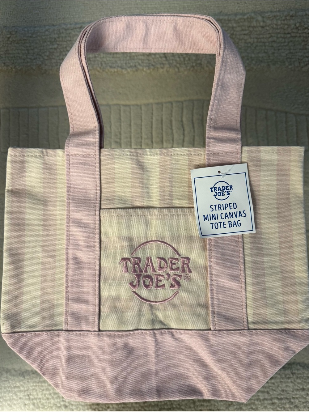 Trader Joe’s PINK Striped Mini Canvas Tote Bag Rare NWT 2026 Free Gift🎁Fast Ship